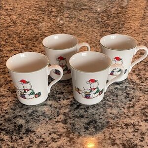Festive Holiday Bear and Drum Mug Set - Anchor Dinnerware - Set of 4